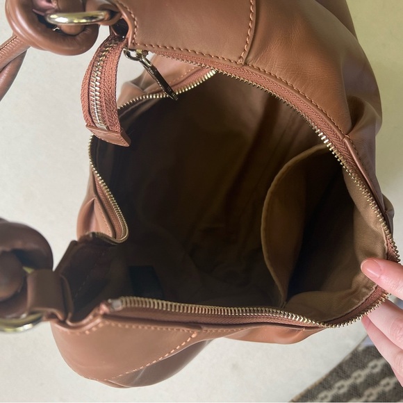 Ted Baker London Twilila Twisted Handle Leather Hobo Shoulder Bag Brown - Picture 4 of 8